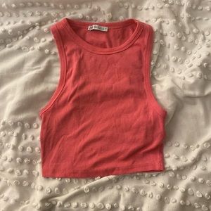 pink cropped zara tank top in size medium